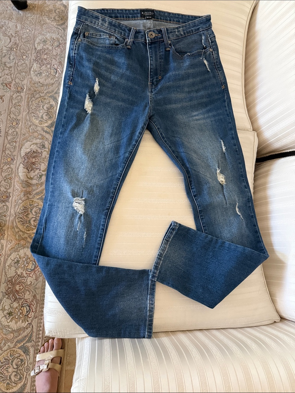 Men's Distressed Blue Jeans
